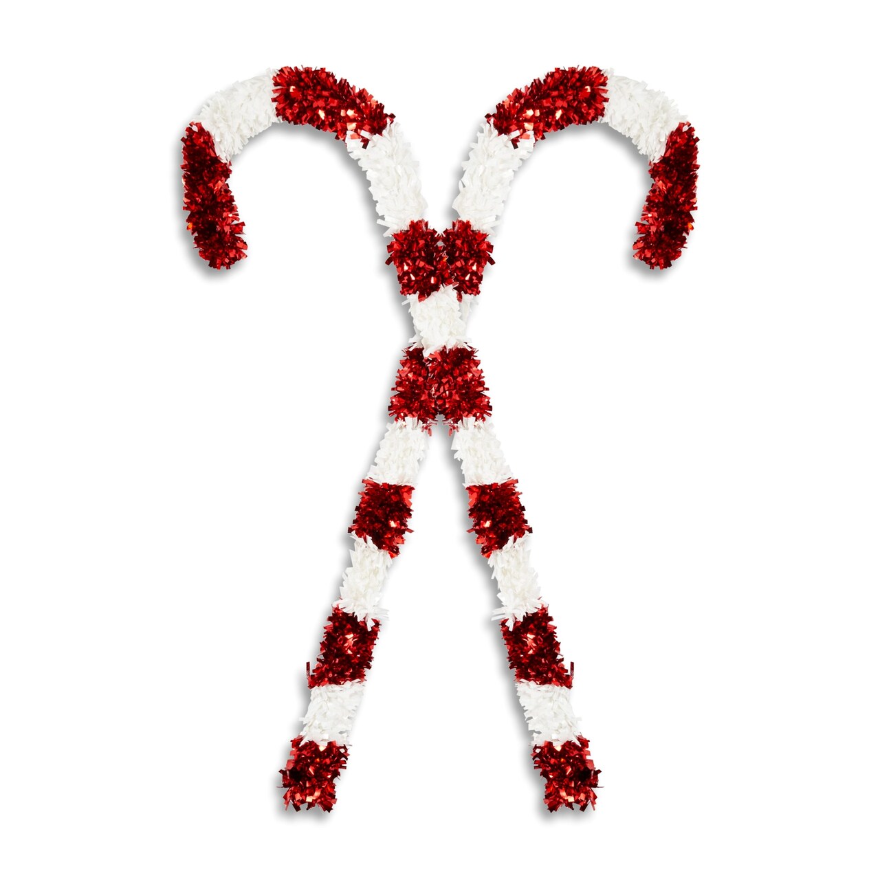 Bright Creations 2 Pack Giant Christmas Candy Cane Decorations, Outdoor Red and White Tinsel Decor for Xmas Holiday, Festive Giant Candy Cane for Christmas Celebration (50 In)